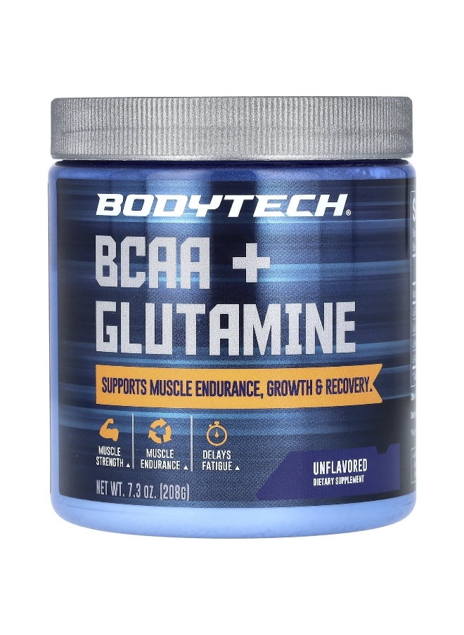 BodyTech, BCAA + Glutamine, Unflavored, 7.3 oz (208 g)