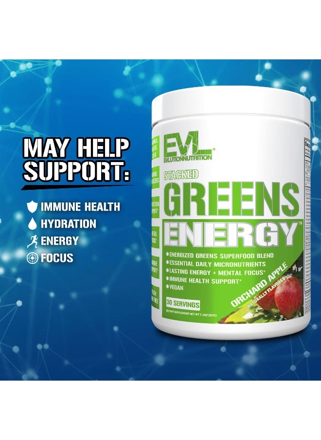 EVLution Nutrition, Stacked Greens Energy, Orchard Apple, 7.3 oz (207 g)
