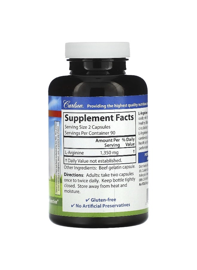 Carlson, L-Arginine, 1,350 mg, 180 Capsules (675 mg per Capsule)