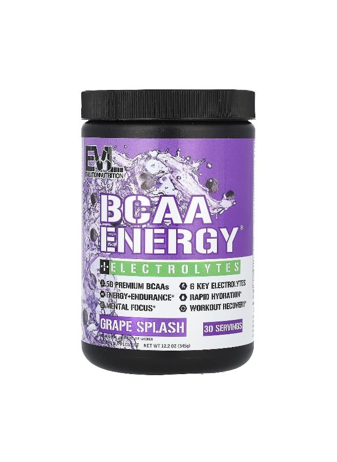 EVLution Nutrition, BCAA Energy Plus Electrolytes, Grape Splash, 12.2 oz (345 g)