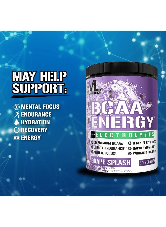 EVLution Nutrition, BCAA Energy Plus Electrolytes, Grape Splash, 12.2 oz (345 g)