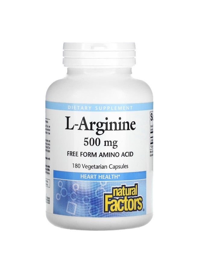 Natural Factors, L-Arginine, 500 mg, 180 Vegetarian Capsules