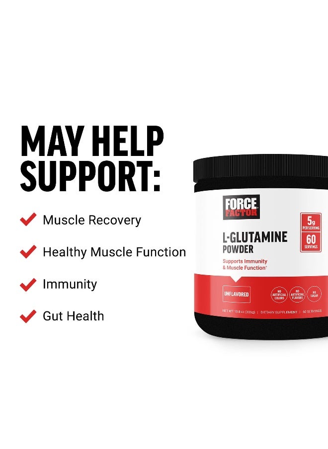 Force Factor, L-Glutamine Powder, Unflavored, 10.8 oz (306 g)