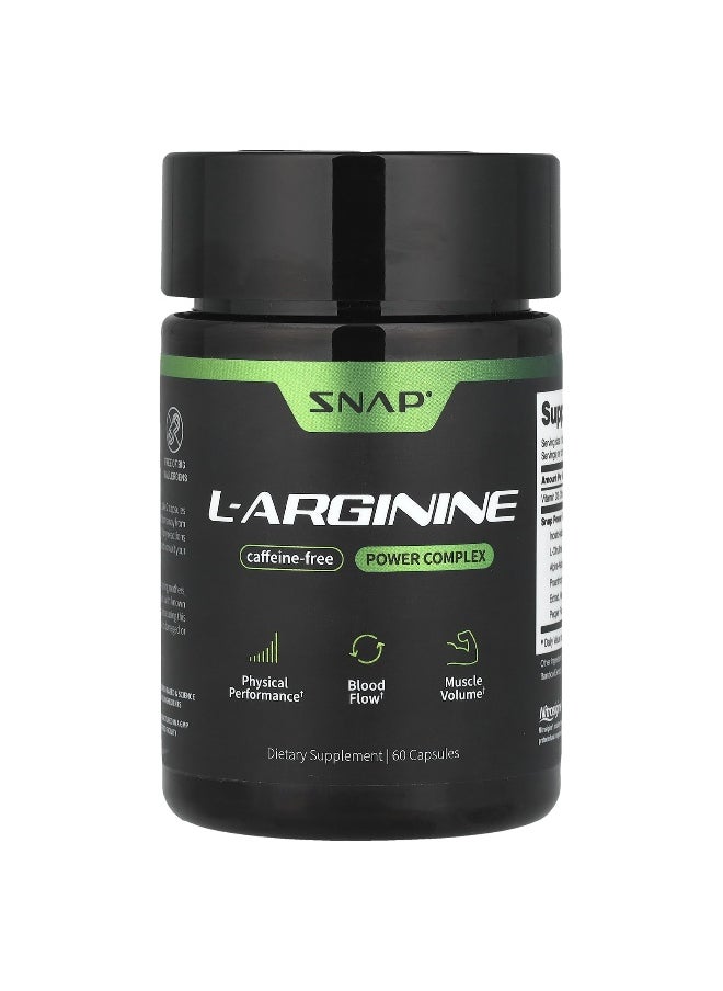Snap Supplements, L-Arginine, Caffeine-Free, 60 Capsules