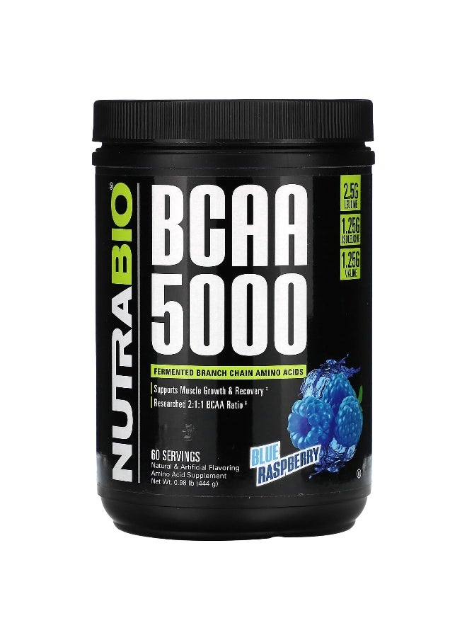 NutraBio, BCAA 5000, Blue Raspberry, 0.98 lb (444 g)