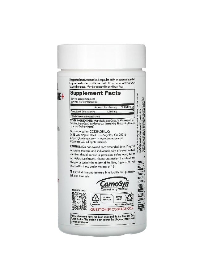 Codeage, Liposomal Beta-Alanine+, Centurion, CarnoSyn, Enhanced Absorption, 180 Capsules (533 mg per Capsule)