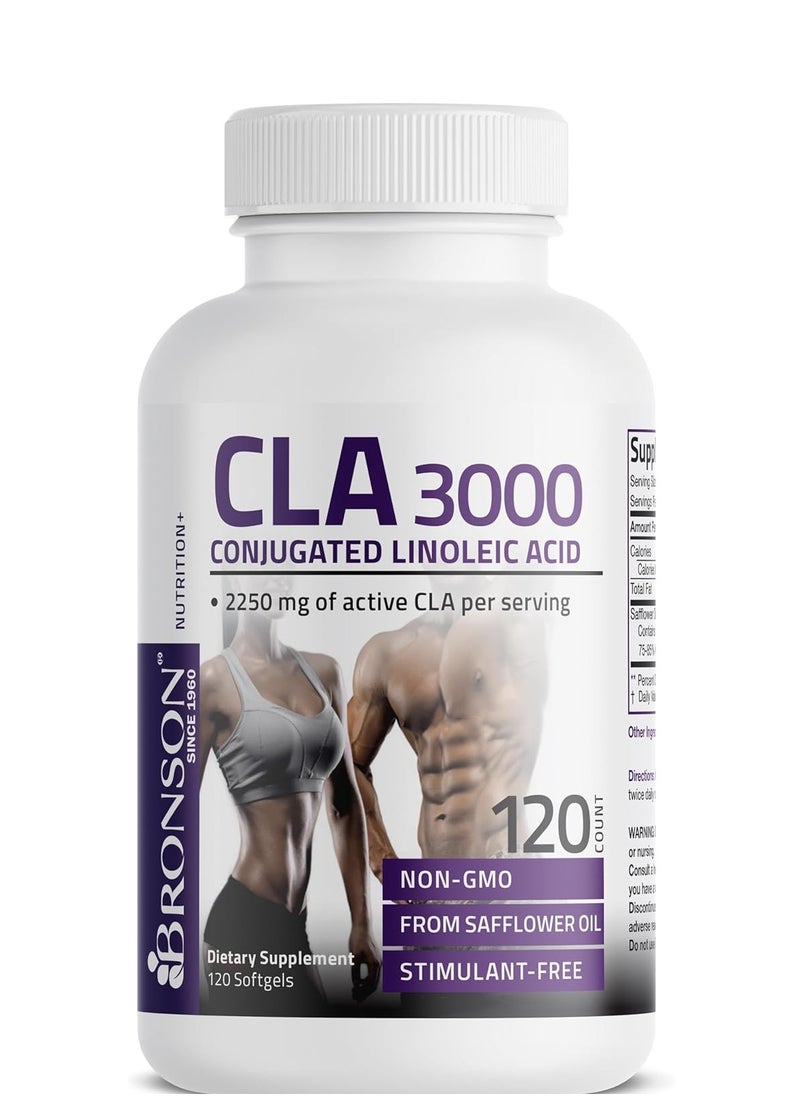 CLA 3000 Extra High Potency Supports Healthy Weight Management Lean Muscle Mass Non-Stimulating Conjugated Linoleic Acid 120 Softgels