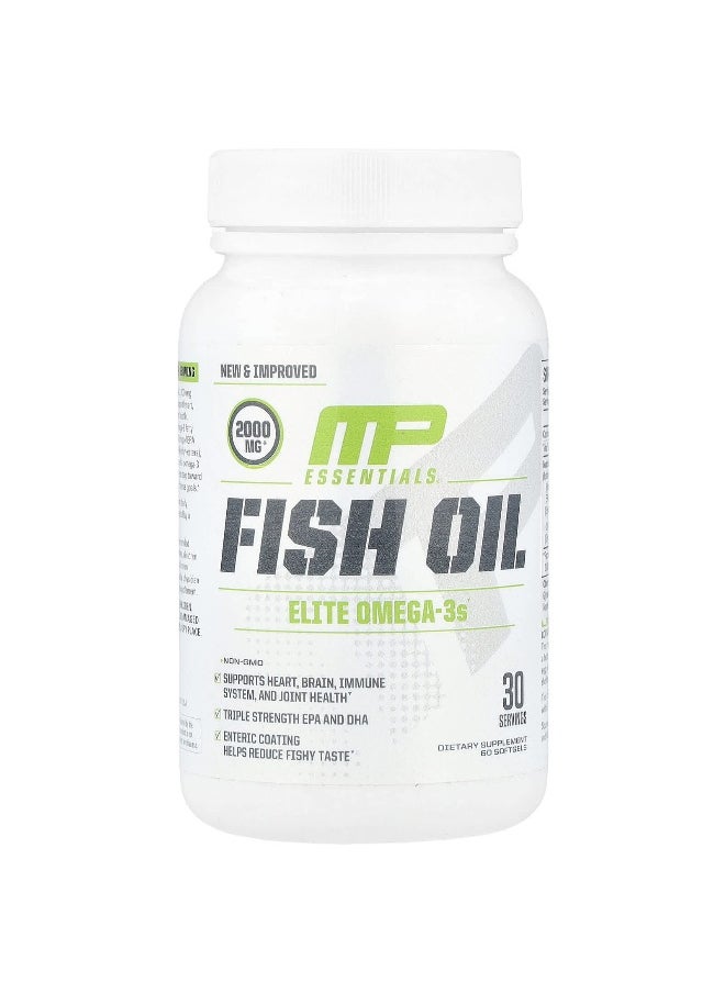 MusclePharm, Essentials®, Fish Oil, 2,000 mg, 60 Softgels (1,000 mg per Softgel)