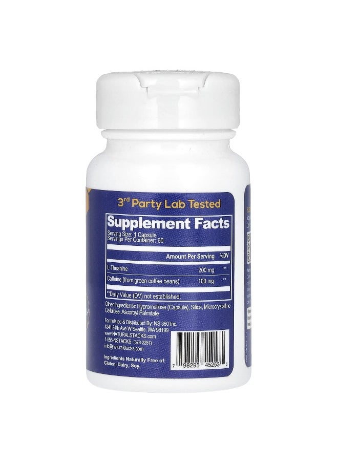 Natural Stacks, Smart Caffeine With L-Theanine, 60 Vegan Capsules