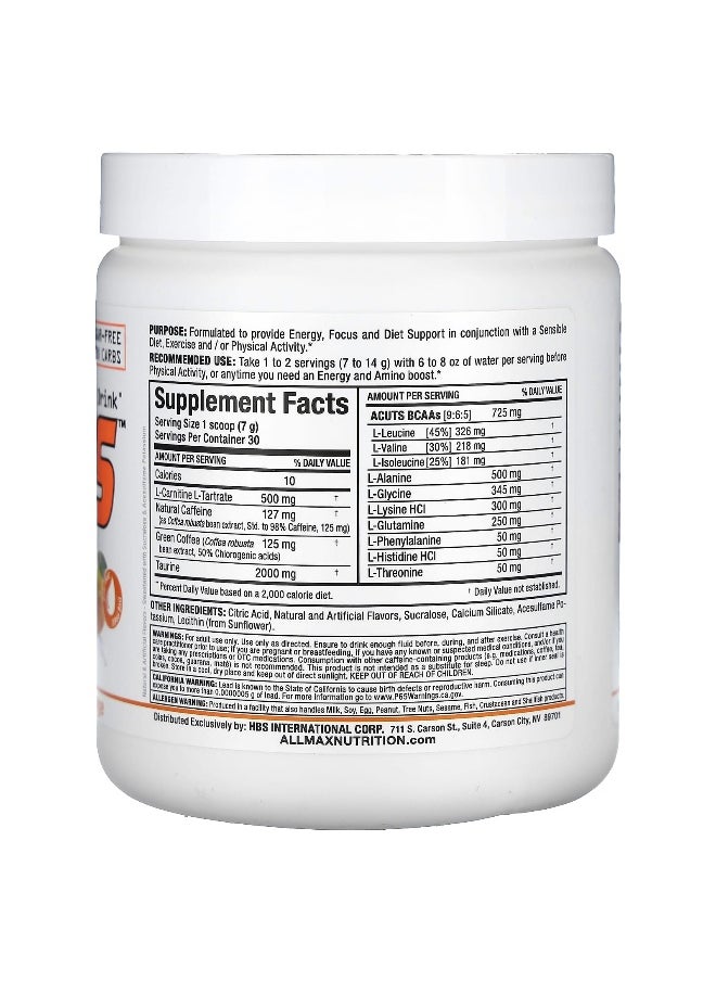 ALLMAX, ACUTS™, Amino-Charged Energy Drink, Orange, 7.4 oz (210 g)