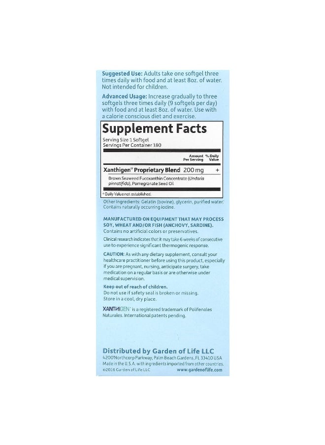 Garden of Life, FucoThin®, 180 Softgels