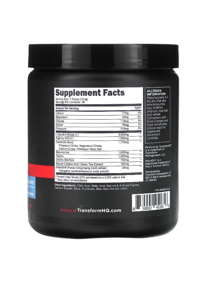 TransformHQ, Pre-Workout, Blue Raspberry, 13.3 oz (378 g)