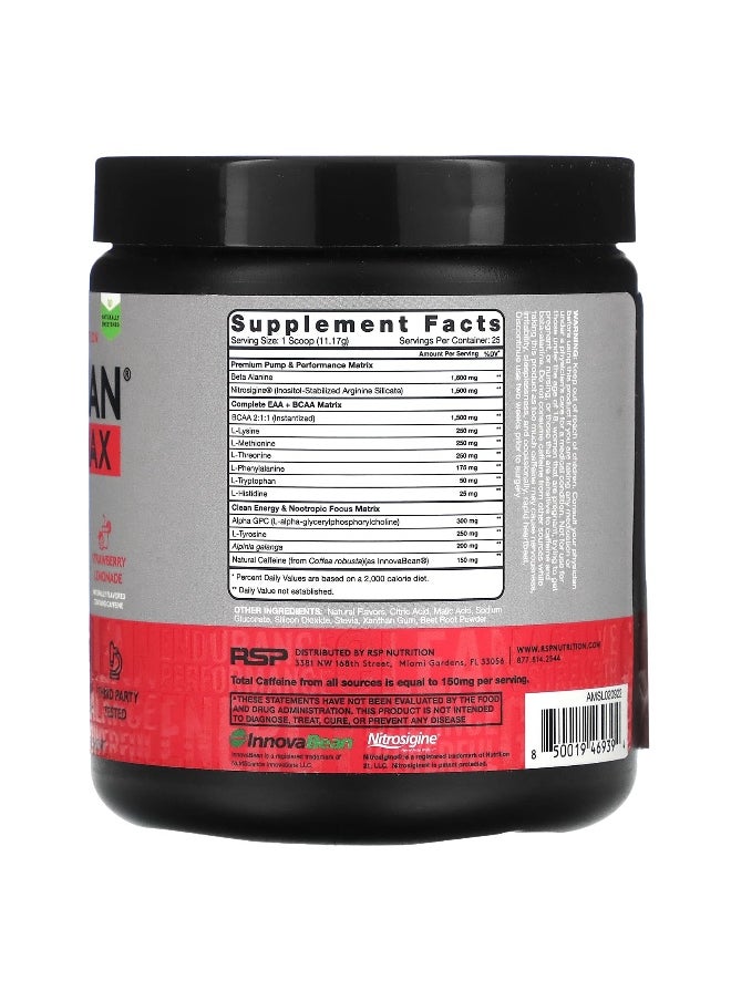 RSP Nutrition, AminoLean Max Pre-Workout Energy, Strawberry Lemonade, 9.85 oz (279 g)