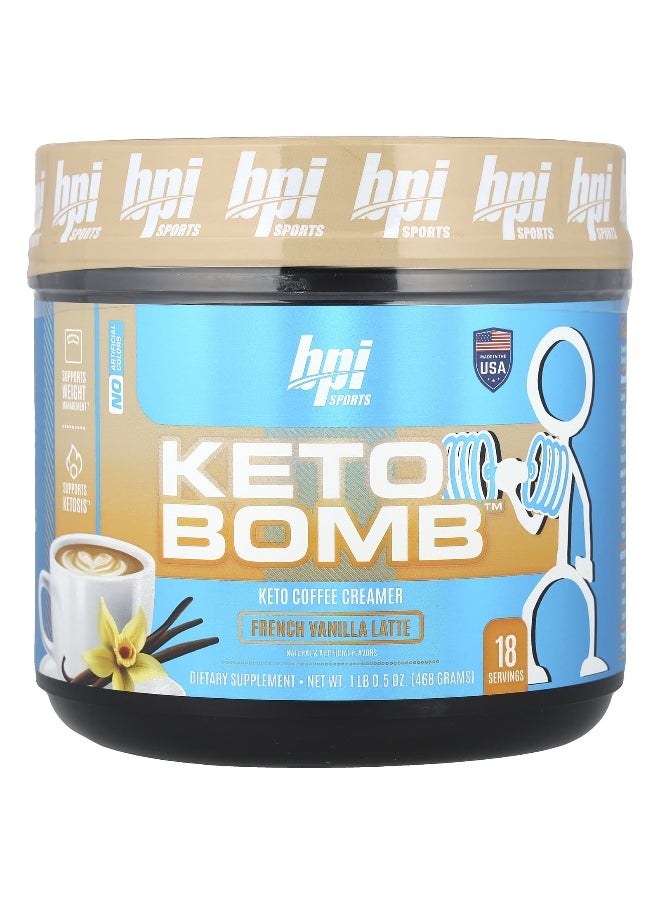 BPI Sports, Keto Bomb™, Keto Coffee Creamer, French Vanilla Latte, 1 lbs 0.5 oz (468 g)