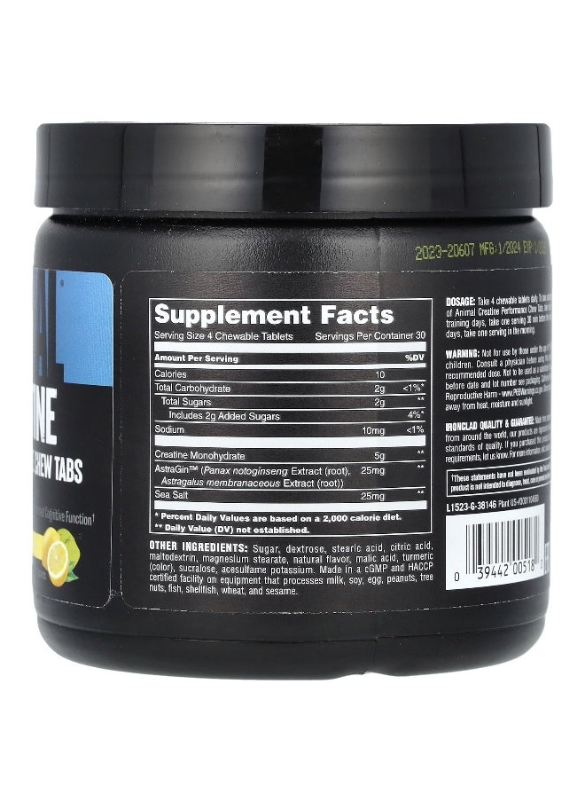 Animal, Creatine Performance Chew Tabs, Lemon Ice, 120 Chewable Tablets