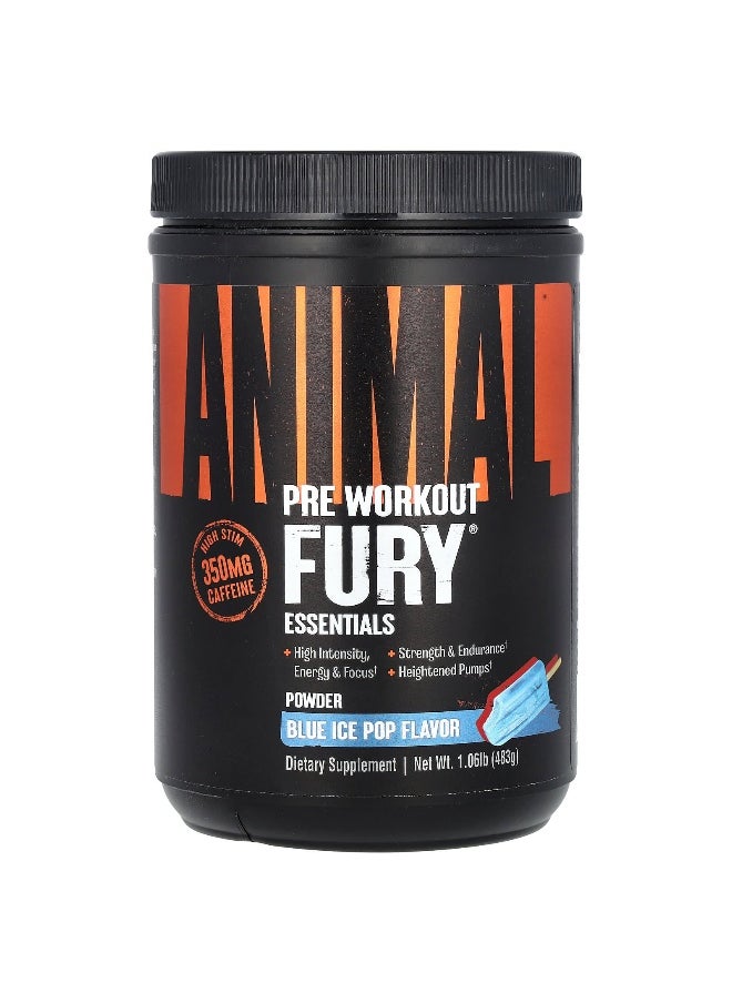 Animal, Fury® Essentials, Pre Workout, Blue Ice Pop, 1.06 lbs (483 g)