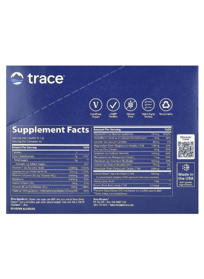 Trace, PowerPak, Raspberry, 30 Stick Packs, 0.22 oz (6.1 g) Each