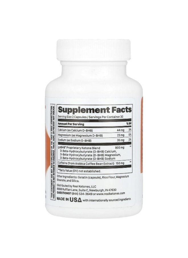 Real Ketones, Ketone Charged, goBHB Plus Caffeine, 60 Capsules