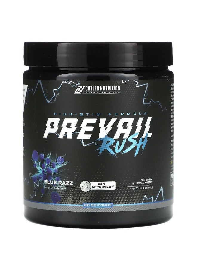 Cutler Nutrition, Prevail Rush, High-Stim Formula, Blue Razz, 10.86 oz (308 g)