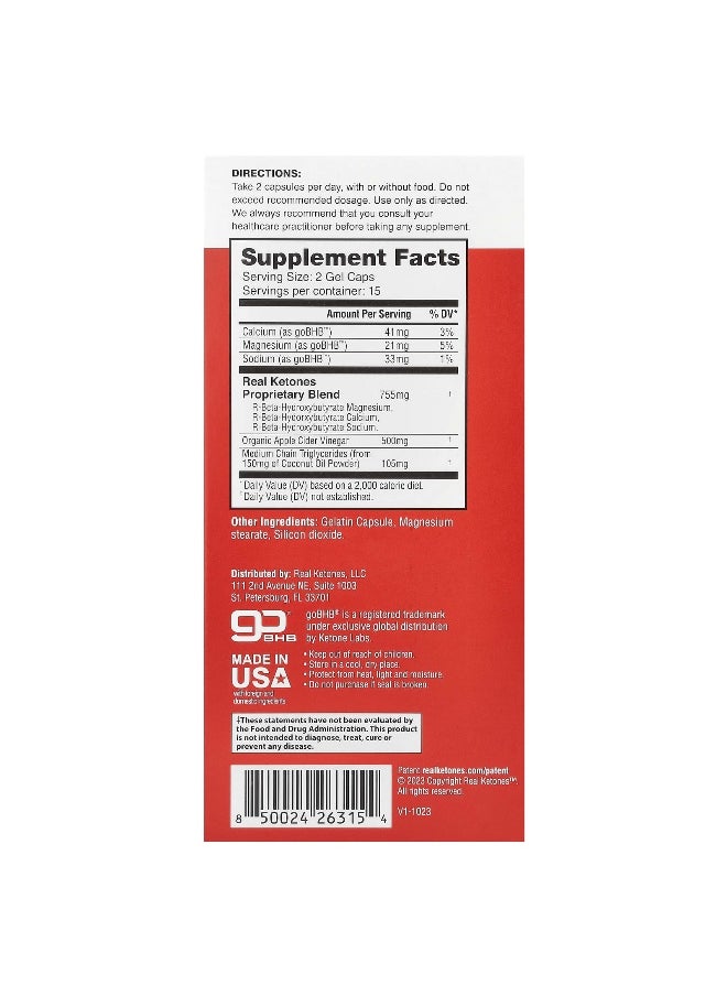 Real Ketones, Ketone Apple Cider Vinegar, 30 Capsules
