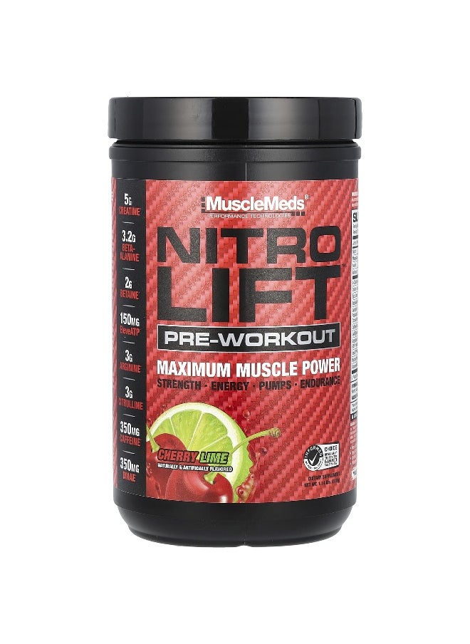 MuscleMeds, Nitro Lift™ Pre-Workout, Cherry Lime, 1.14 lbs (518 g)