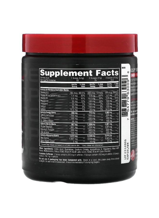 Metabolic Nutrition, E.S.P. Extreme Energy Stimulant Pre-Workout, Blue Raspberry, 10 oz (275 g)