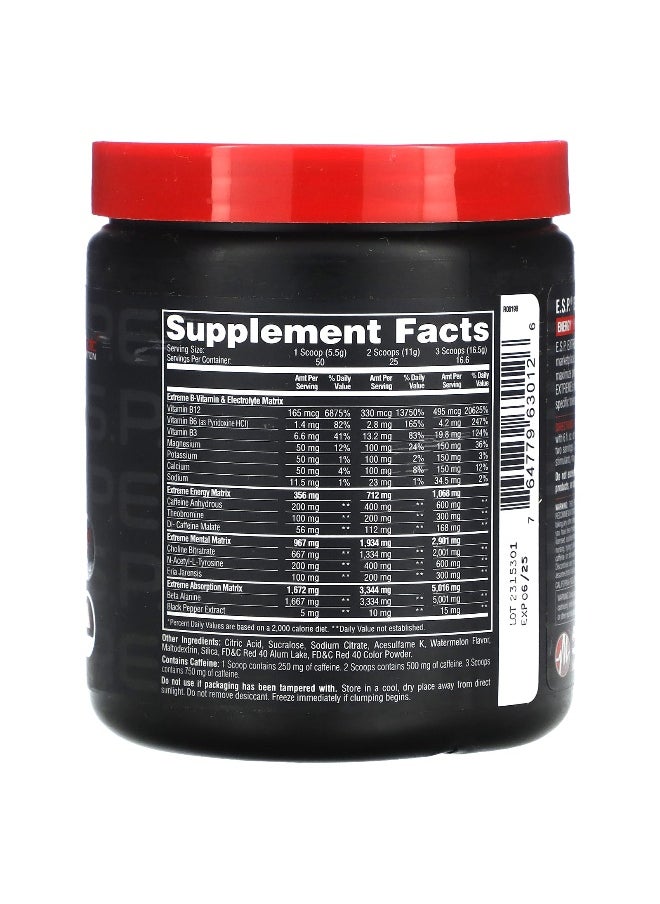 Metabolic Nutrition, E.S.P. Extreme Energy Stimulant Pre-Workout, Watermelon, 10 oz (275 g)