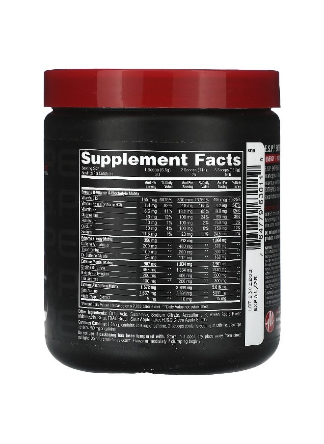 Metabolic Nutrition, E.S.P. Extreme Energy Stimulant Pre-Workout, Green Apple, 10 oz (275 g)