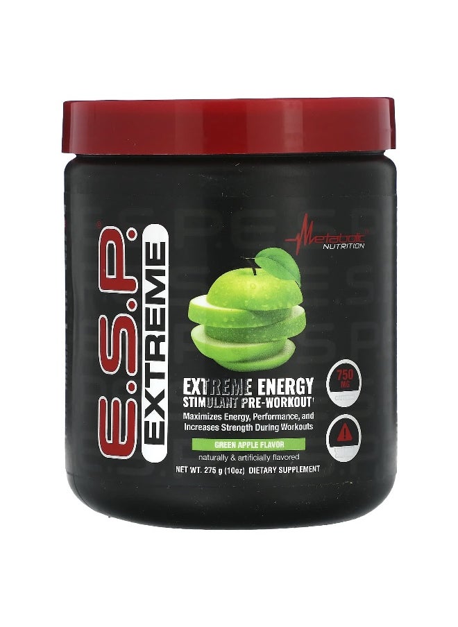 Metabolic Nutrition, E.S.P. Extreme Energy Stimulant Pre-Workout, Green Apple, 10 oz (275 g)