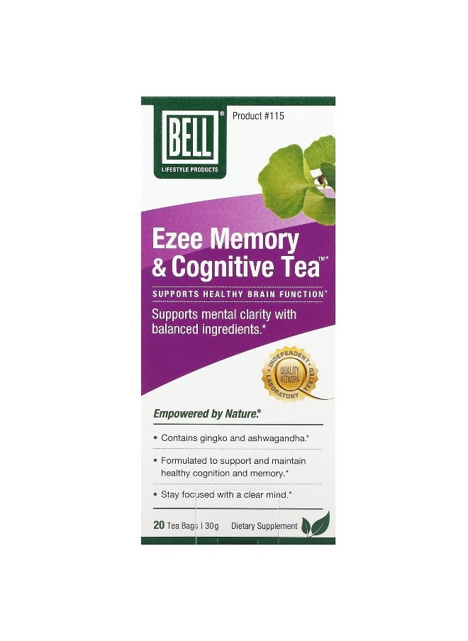 Bell Lifestyle, Ezee Memory & Cognitive Tea, 20 Tea Bags (30 g)