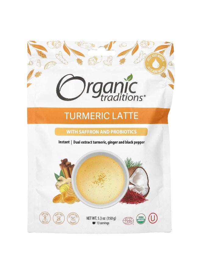 Organic Traditions, Turmeric Latte with Saffron and Probiotics, 5.3 oz (150 g)
