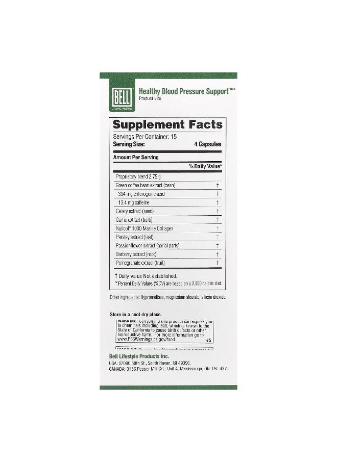 Bell Lifestyle, Healthy Blood Pressure Support™, 60 Veggie Capsules