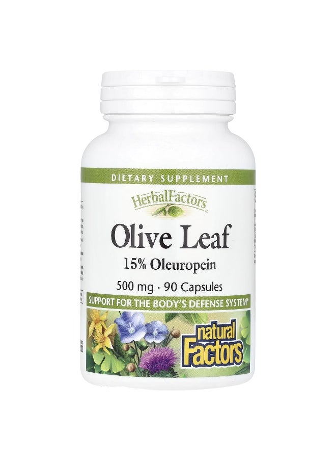 Natural Factors, HerbalFactors®, Olive Leaf, 500 mg, 90 Capsules