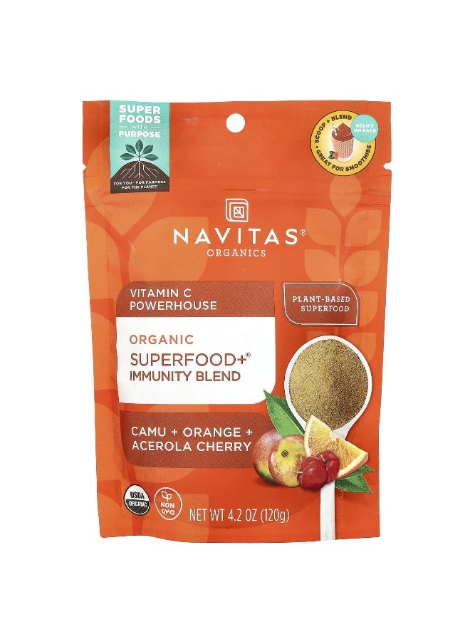 Navitas Organics, Organic Superfood+® Immunity Blend, Vitamin C Powerhouse, Camu + Orange + Acerola Cherry, 4.2 oz (120 g)