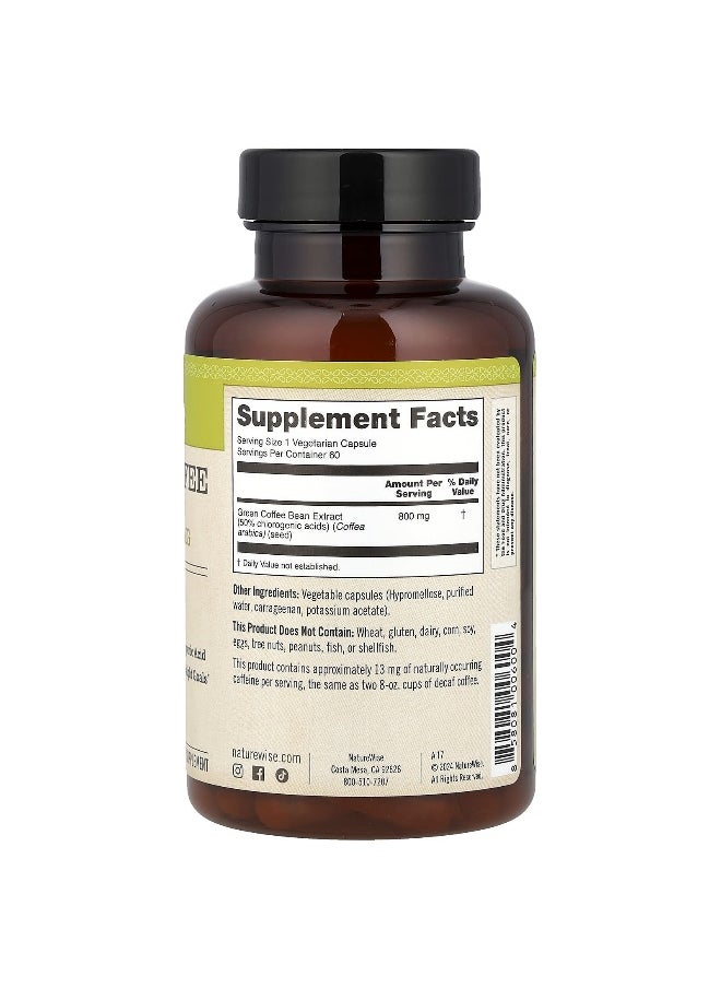NatureWise, Green Coffee Bean Extract , 800 mg, 60 Vegetarian Capsules