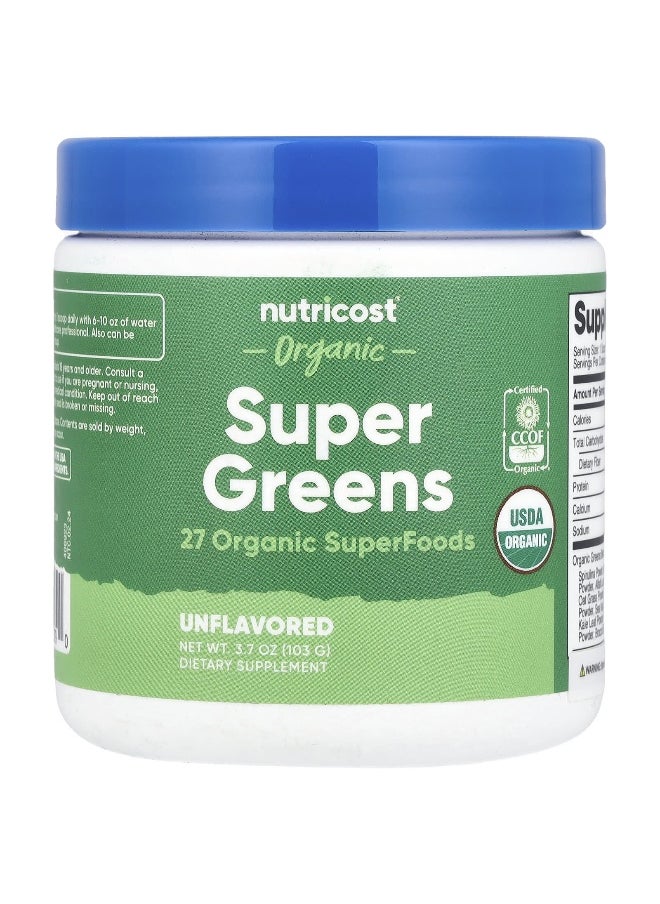 Nutricost, Organic Super Greens, Unflavored, 3.7 oz (103 g)