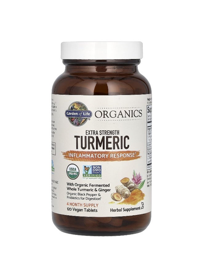 Garden of Life, Organics, Extra Strength Turmeric, Inflammatory Response, 120 Vegan Tablets