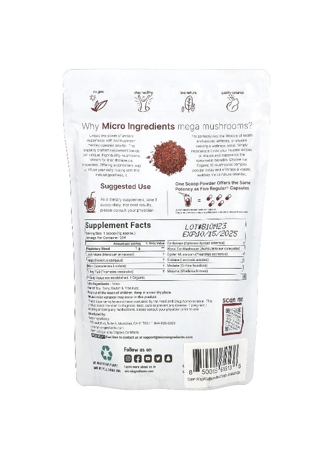 Micro Ingredients, Organic Mega Mushrooms Powder, 10 oz (284 g)