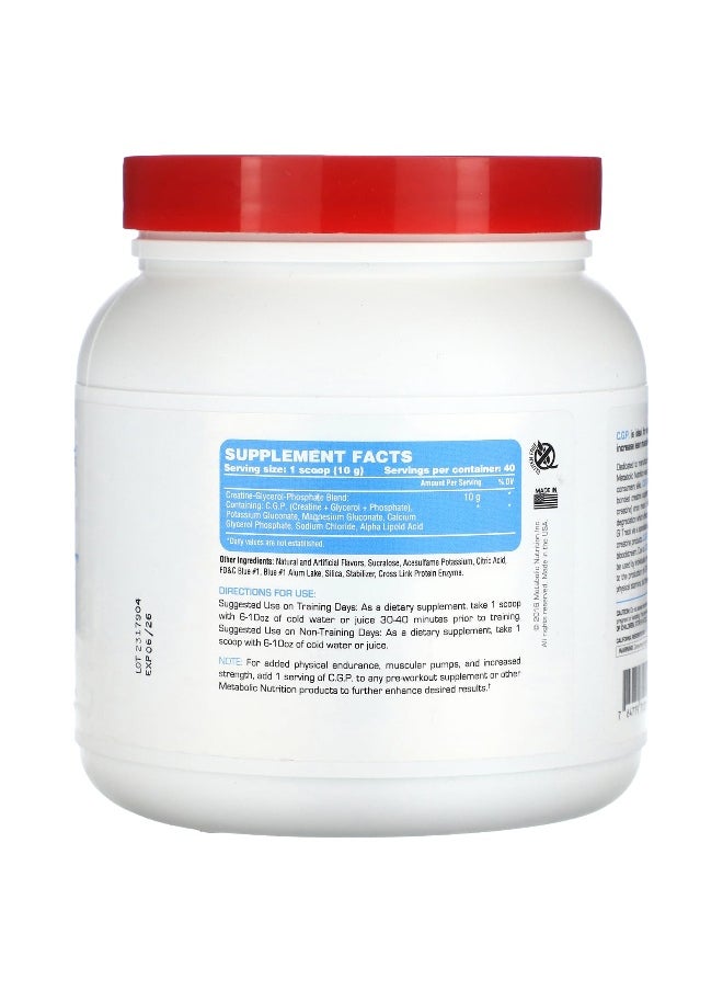 Metabolic Nutrition, C.G.P., Blue Raspberry, 400 g