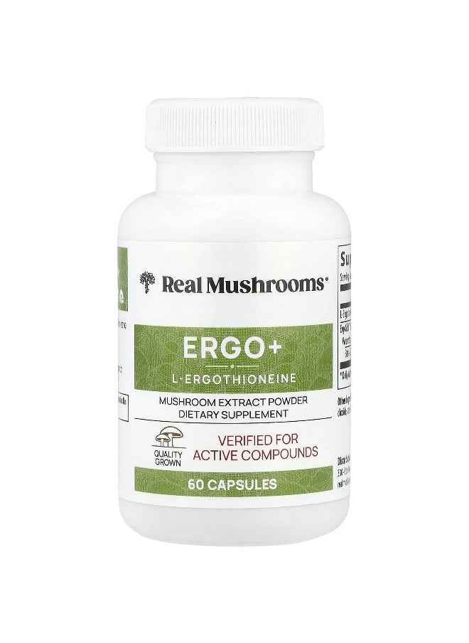 Real Mushrooms, ERGO + L-Ergothioneine, 60 Capsules