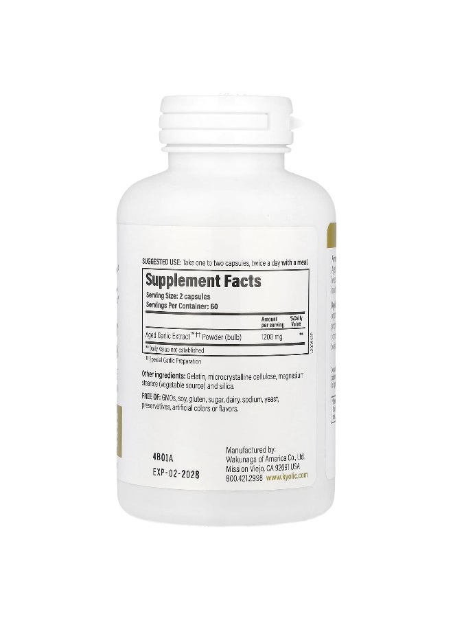Kyolic, Aged Garlic Extract™, Cardiovascular & Immune, 1,200 mg, 120 Capsules (600 mg Per Capsule)