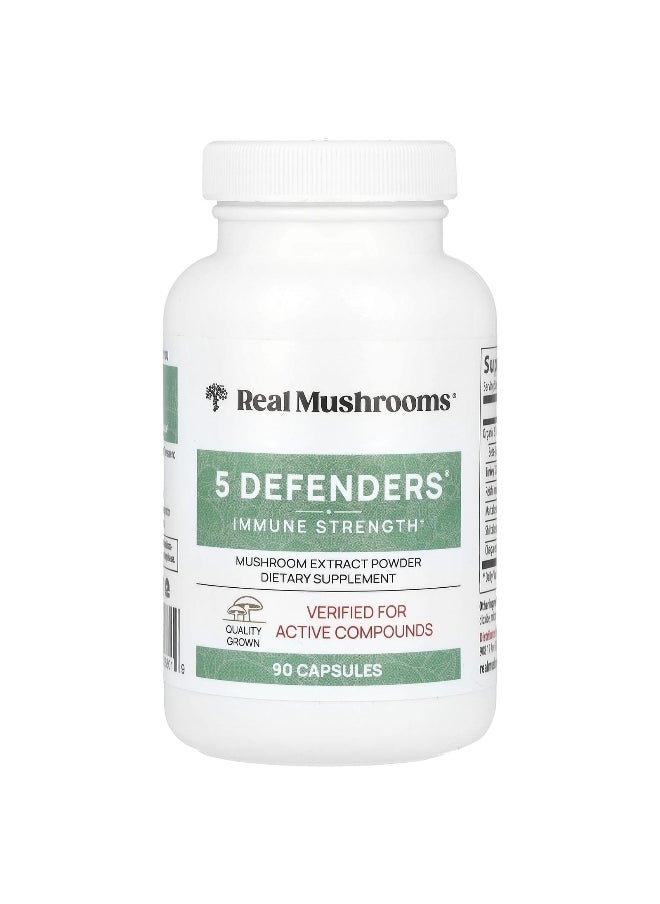 Real Mushrooms, 5 Defenders®, Mushroom Extract Powder, 90 Capsules