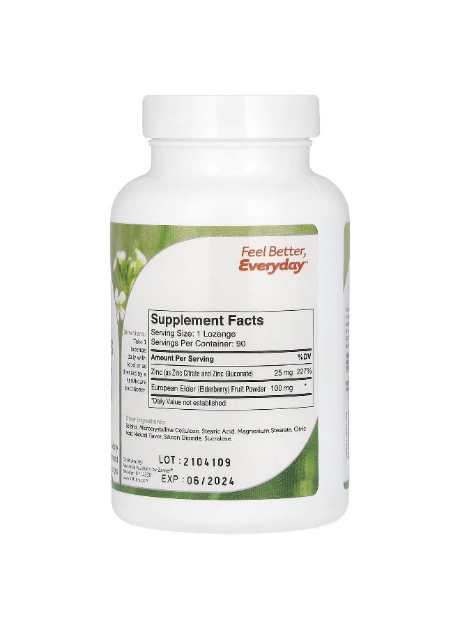 Zahler, Zinc Lozenges, Bioactive Zinc & Elderberry, Elderberry, 90 Lozenges