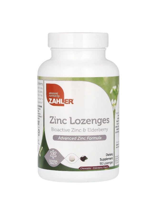 Zahler, Zinc Lozenges, Bioactive Zinc & Elderberry, Elderberry, 90 Lozenges