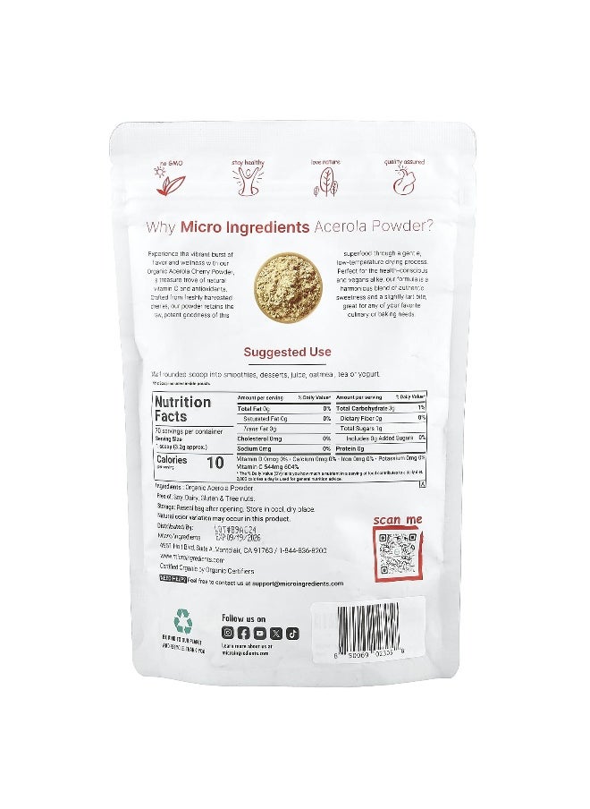 Micro Ingredients, Organic Acerola Powder, 8 oz (227 g)
