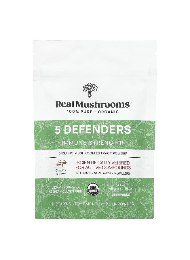 Real Mushrooms, 5 Defenders, Organic Mushroom Extract Powder, 1.59 oz (45 g)