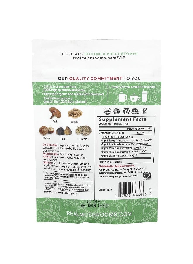 Real Mushrooms, 5 Defenders, Organic Mushroom Extract Powder, 1.59 oz (45 g)