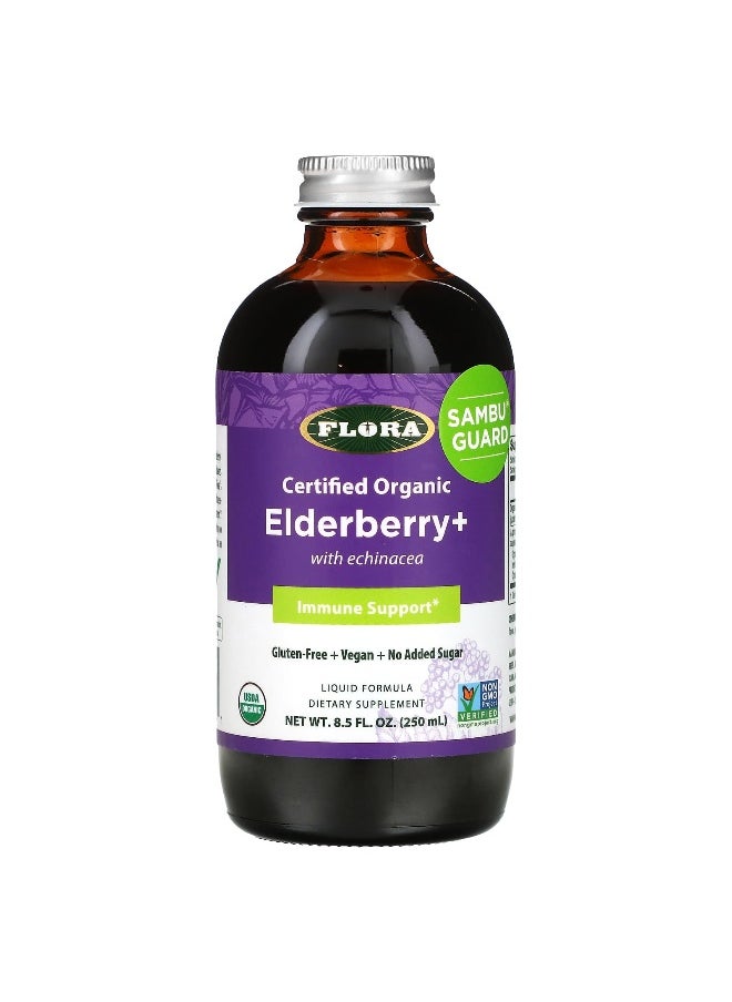 Flora, Certified Organic Elderberry+ with Echinacea, Immune Support,  8.5 fl oz (250 ml)
