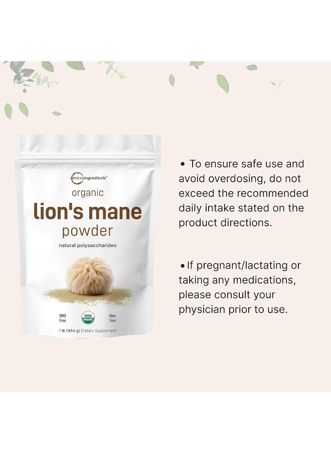 Micro Ingredients Sustainably US Grown, Organic Lions Mane Mushroom Powder 50:1 Extract
