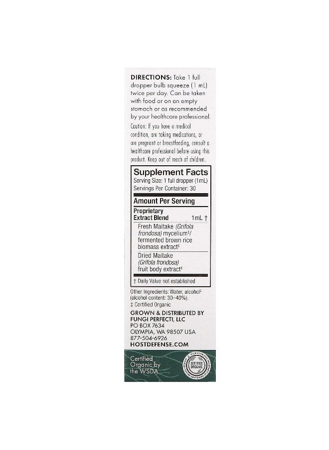 Host Defense, Mushrooms, Maitake Extract, 1 fl oz (30 ml)